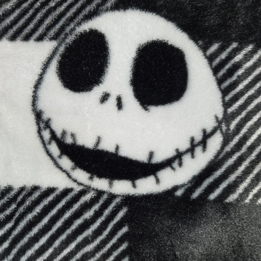 Nightmare Before Christmas Jack Skellington Plush Throw Blanket Black White